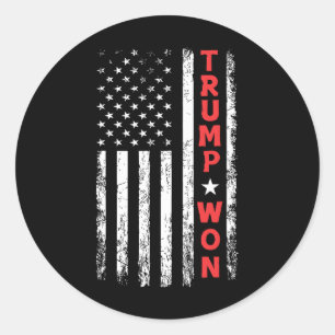 Trump Won 2025 Election Usa Flag Classic Round Sticker
