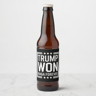 Trump won 47th US President Maga Election 2024 Beer Bottle Label