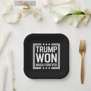 Trump won 47th US President Maga Election 2024 Paper Plate