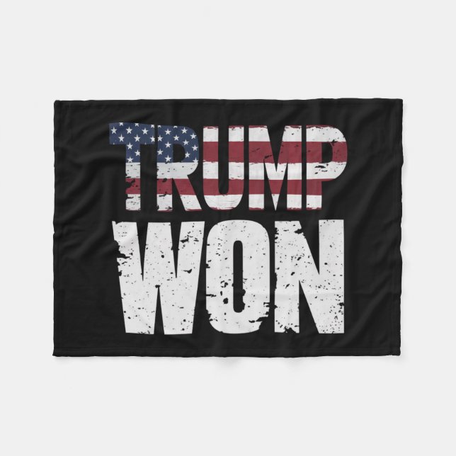Trump Won 47th US President Won Election 2024 Fleece Blanket (Front (Horizontal))