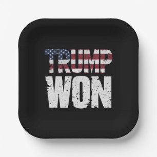 Trump Won 47th US President Won Election 2024 Paper Plate