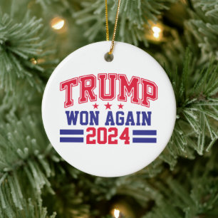 Trump Won Again 2024 Ceramic Tree Decoration
