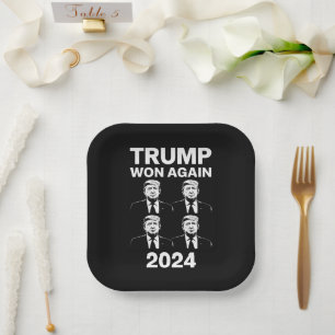 Trump Won Again 2024 Election Inauguration Day 47 Paper Plate