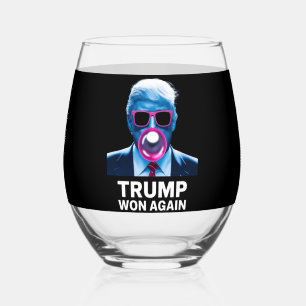 Trump Won Again 2024 Election Vote President 47th  Stemless Wine Glass