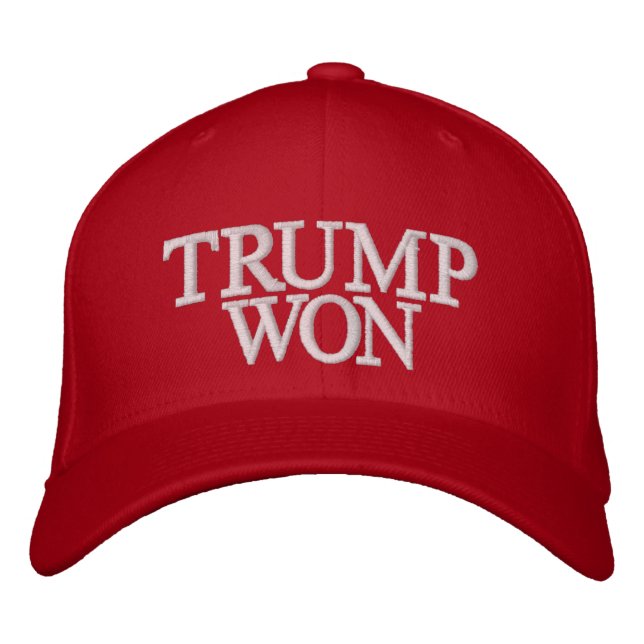 TRUMP WON Embroidered Red Baseball Cap (Front)