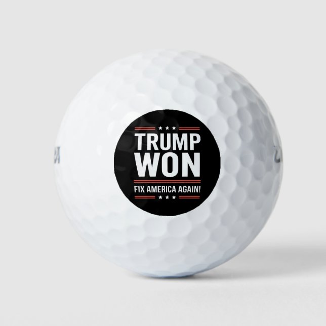 Trump Won MAGA Trump Winner 2024 Fix America Again Golf Balls (Front)