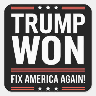Trump Won MAGA Trump Winner 2024 Fix America Again Square Sticker