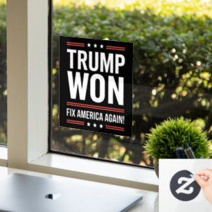 Trump Won MAGA Trump Winner 2024 Fix America Again Window Cling