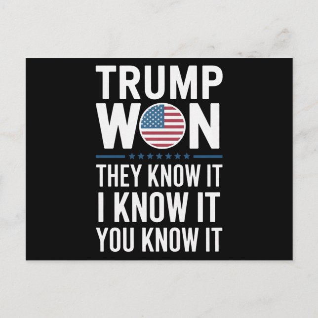 Trump Won They Know It 2024 47th President Winning Postcard (Front)