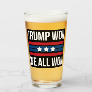 Trump Won We All Won 2024 USA Flag Trump Won Glass