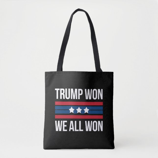 Trump Won We All Won 2024 USA Flag Trump Won Tote Bag (Front)