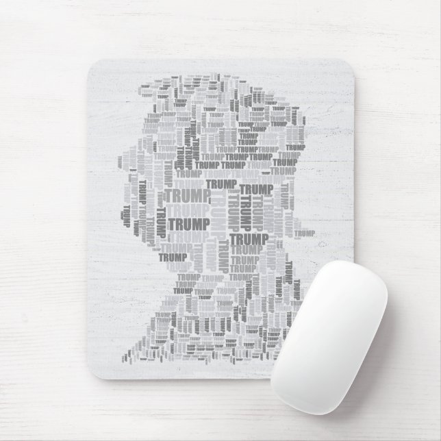 TRUMP Word Cloud on Wood Mouse Mat (With Mouse)