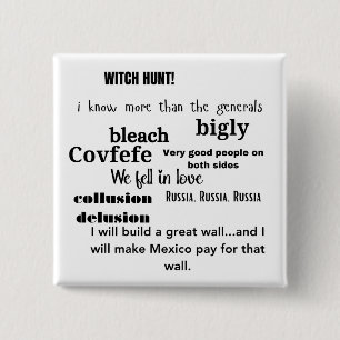 Trump Word Cloud Typography Political 15 Cm Square Badge