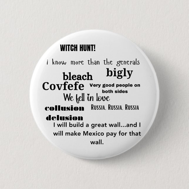 Trump Word Cloud Typography Political 6 Cm Round Badge (Front)