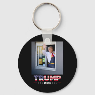 Trump Works Drive-thru Trump Serving French Fries Key Ring