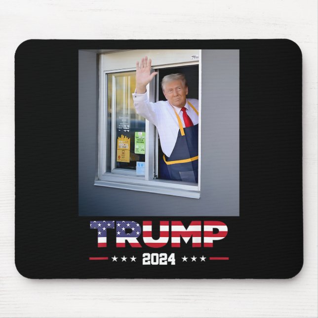 Trump Works Drive-thru Trump Serving French Fries  Mouse Mat (Front)