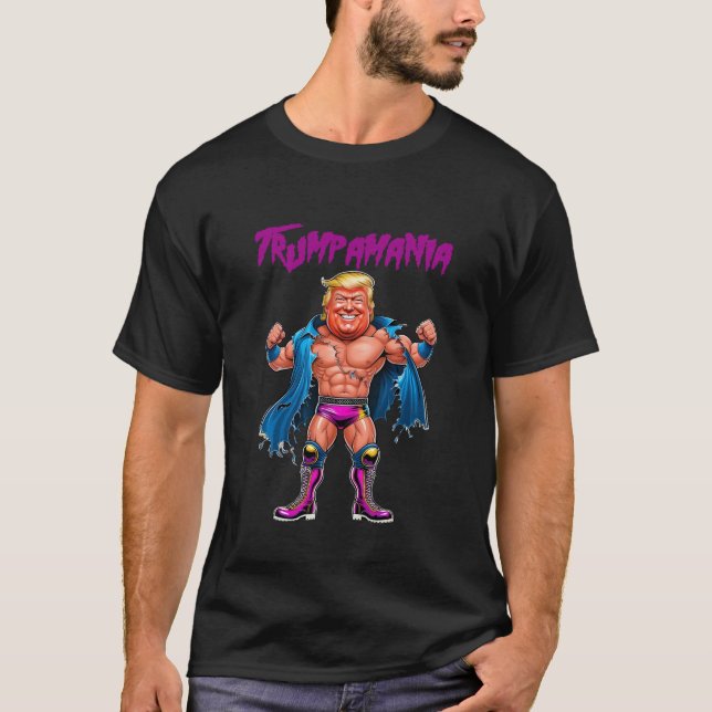 Trump Wrestling Meme Fake News Trumpamania Hero T-Shirt (Front)