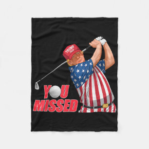 Trump You Missed Funny Golf Red Hat  Fleece Blanket