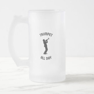 Trumpet all day frosted glass beer mug
