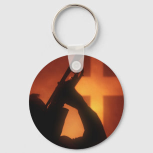 Trumpet and Cross Key Ring