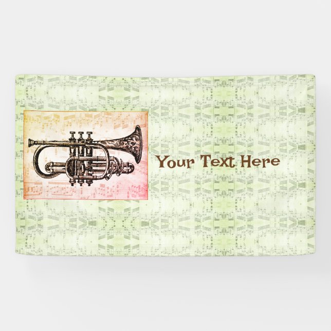 Trumpet And Music Notes Banner (Horizontal)