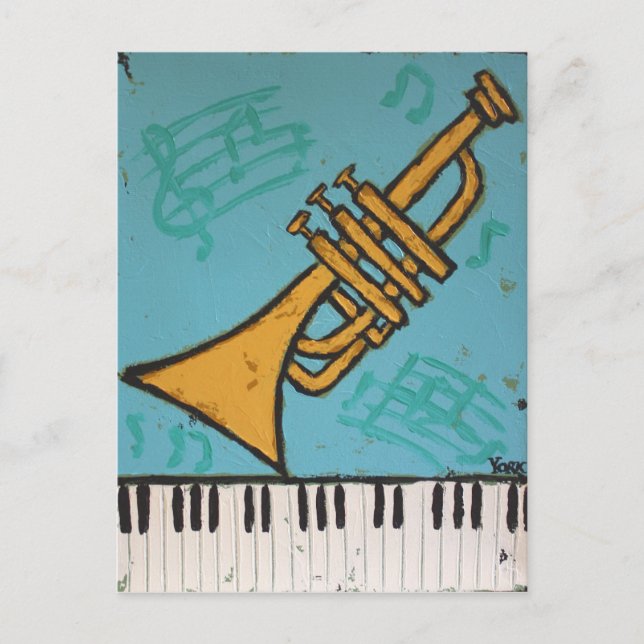 trumpet and piano music postcard (Front)