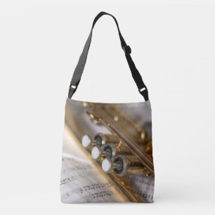 Trumpet and Sheet Music Brass Instrument Crossbody Bag