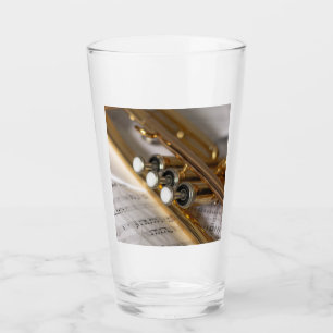 Trumpet and Sheet Music Brass Instrument Glass