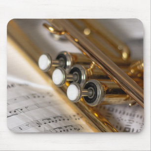 Trumpet and Sheet Music Brass Instrument Mouse Mat