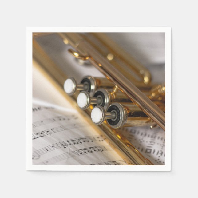 Trumpet and Sheet Music Brass Instrument Napkin (Front)