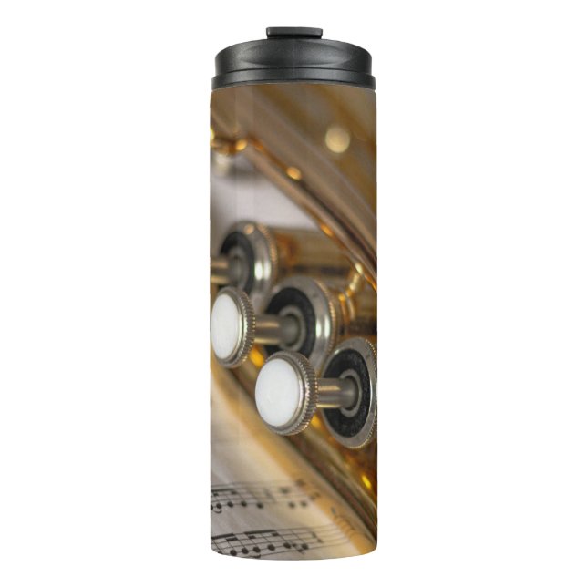 Trumpet and Sheet Music Brass Instrument Thermal Tumbler (Front)