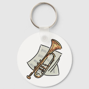 trumpet and sheet music key ring