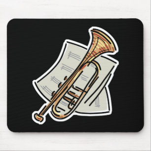 trumpet and sheet music mouse mat