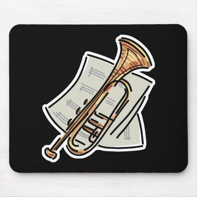 trumpet and sheet music mouse mat (Front)