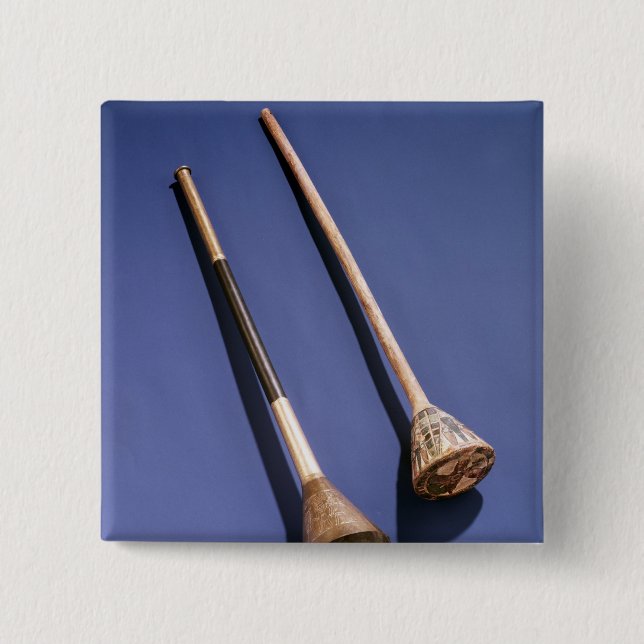 Trumpet and wooden stopper 15 cm square badge (Front)