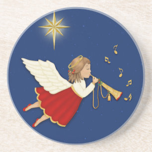 Trumpet Angel and Christmas Star Coaster
