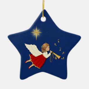 Trumpet Angel Ceramic Tree Decoration