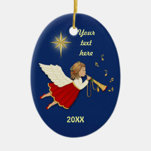 Trumpet Angel Ceramic Tree Decoration