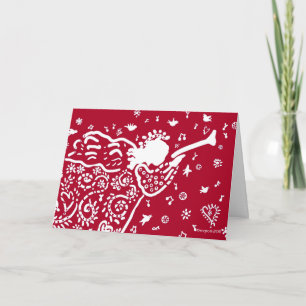 Trumpet angel holiday card