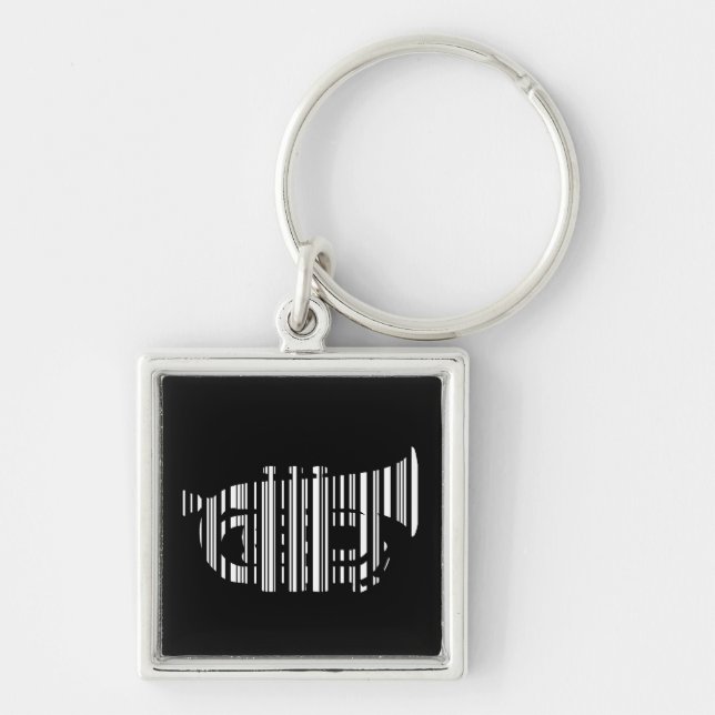 TRUMPET BAR CODE Music Barcode Pattern Design Key Ring (Front)