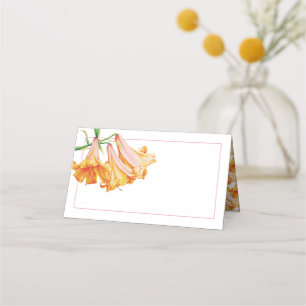 trumpet bell lily orange wedding place cards