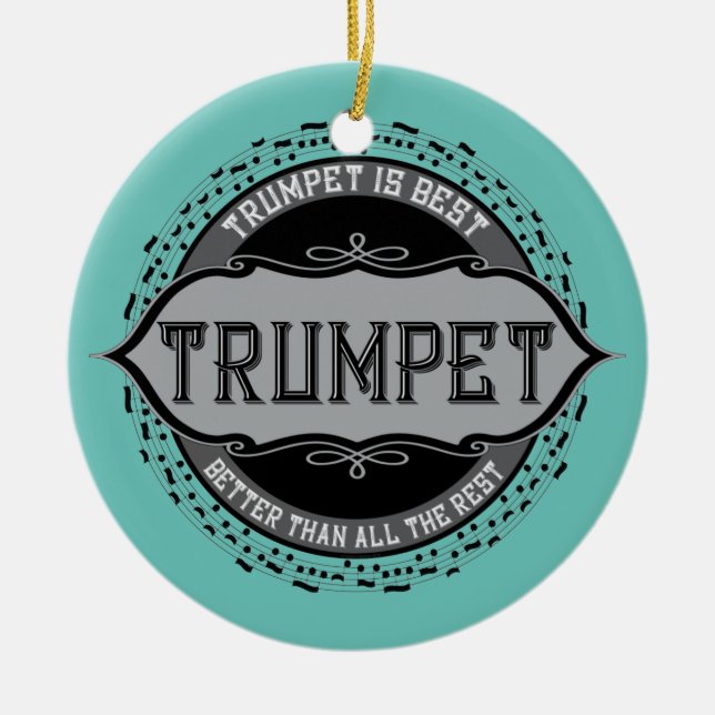 Trumpet Best Music Note Circle Ceramic Tree Decoration (Front)