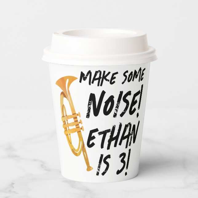 Trumpet Birthday Party Paper Cups - Music Birthday (Back)