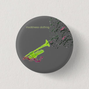 trumpet blast 3 cm round badge