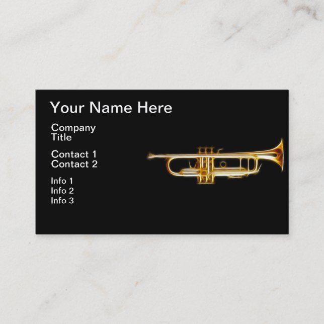 Trumpet Brass Horn Wind Musical Instrument Business Card (Front)