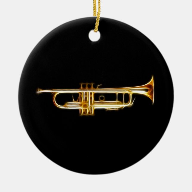 Trumpet Brass Horn Wind Musical Instrument Ceramic Tree Decoration (Front)