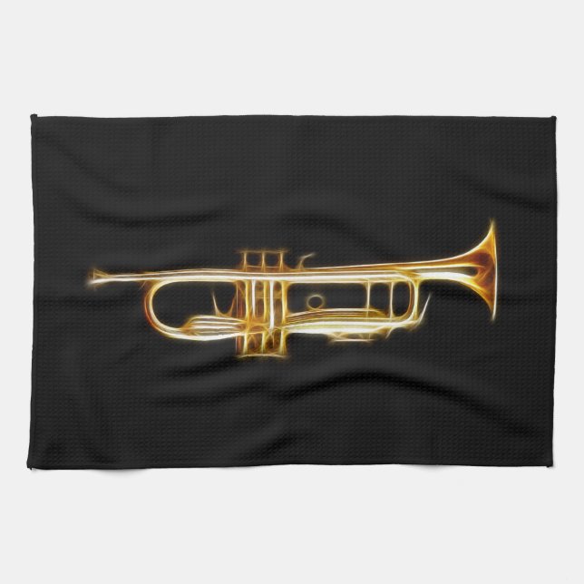 Trumpet Brass Horn Wind Musical Instrument Tea Towel (Horizontal)