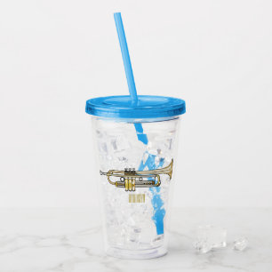 Trumpet cartoon illustration  acrylic tumbler