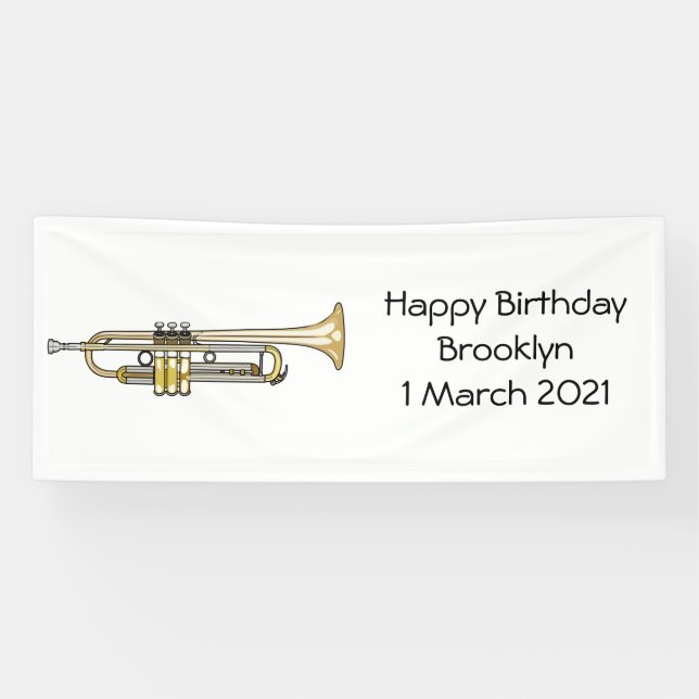 Trumpet cartoon illustration  banner (Horizontal)