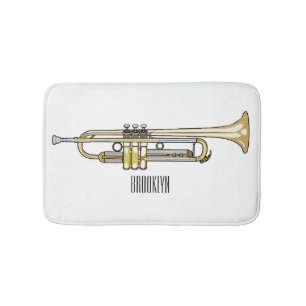 Trumpet cartoon illustration  bath mat